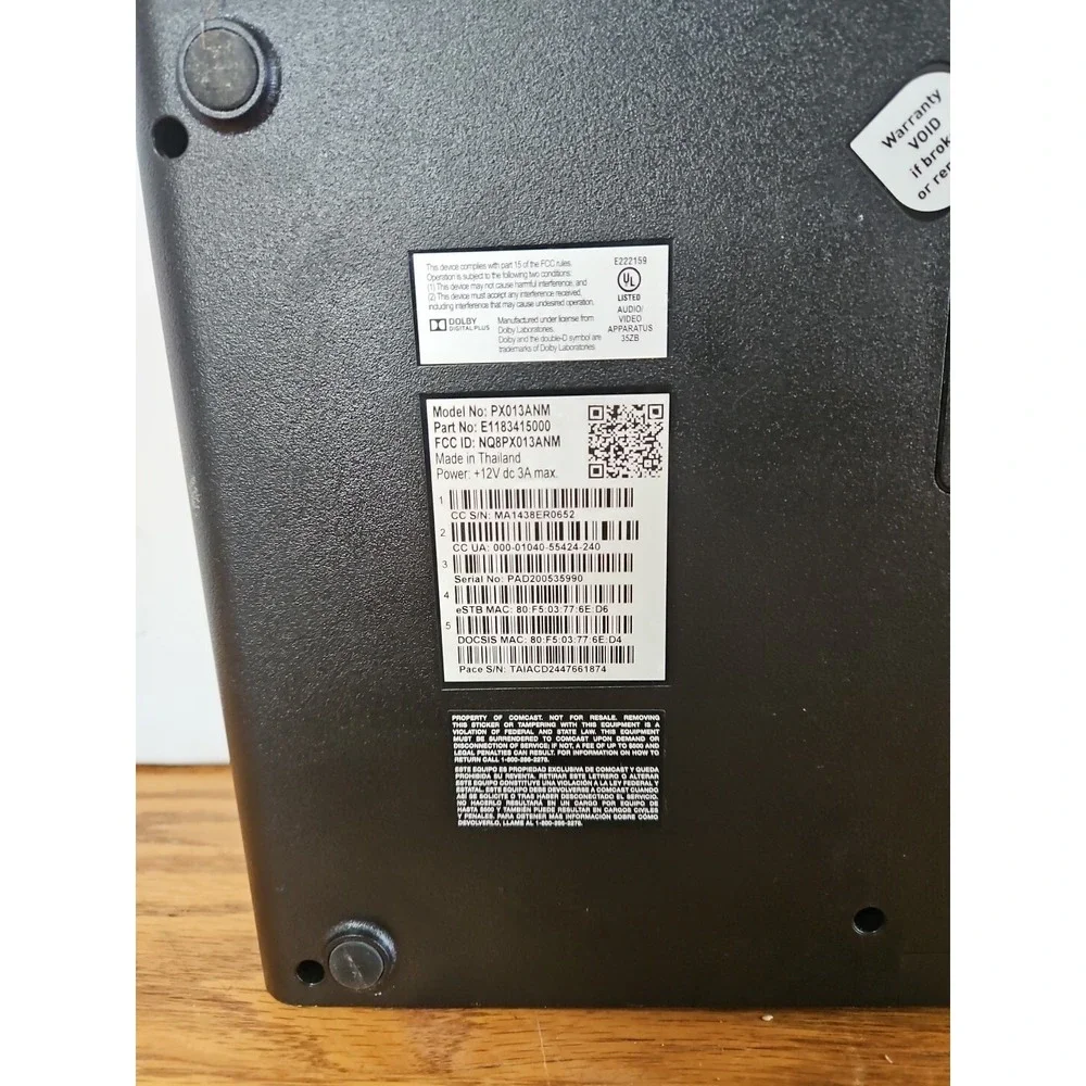 XFINITY PX013ANM Cable TV Box - FOR PARTS UNIT POWERS ON SEE NOTES